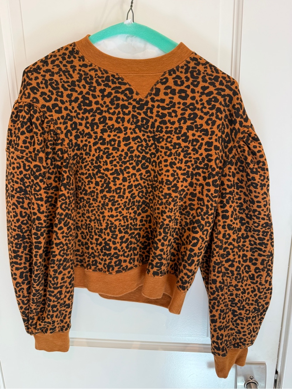 Ulla Johnson Burnt Orange and Black Leopard-Print Sweatshirt
